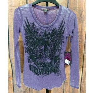 Rock & Roll Cowgirl Top Medium Purple Long Sleeve
